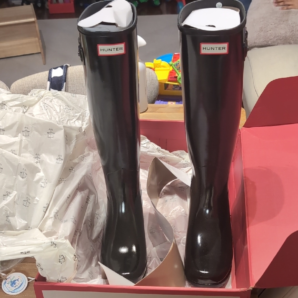 Hunter Black Tall Rain Boots